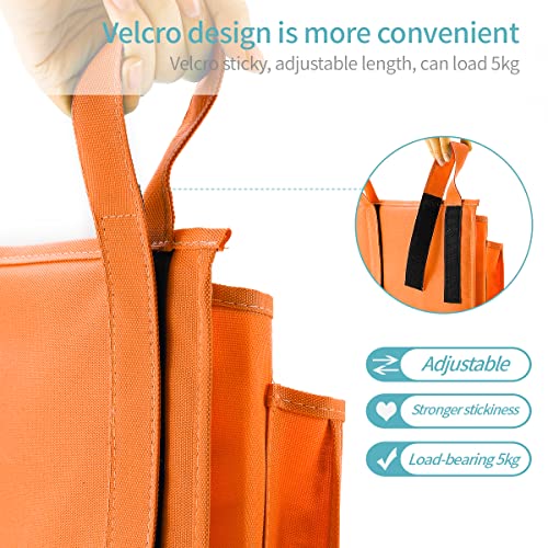 Bseash Bunk Bed Organizer, Bedside Caddy Hanging Bed Organizer Storage Bag 8 Pockets, for College Dorm Rooms Bed, Hospital Bed, Baby Bed Rails, 600D Oxford Cloth (Orange) - color: Orange, size: Large