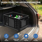 Wash and Garage Organizer Box, Foldable Plastic Crates for Foam Cannon with 1/4 Inch Quick Connector, Large Detail Car Care Box, Trunk Organizer for SUVS Sedans