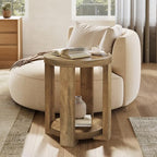 Tribesigns Side Table, 2-Tier Round End Table, Small Bedside Accent Furniture for Living Room, Bedroom (1, Brown)