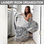 Goodpick Rolling Laundry Hamper with Wheels 75L, Black Laundry Hamper for Dirty Clothes, Collapsible Laundry Basket with Removable Wash, Black Laundry Basket with Wheels - color: Black & White