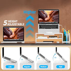 AFOOYO Adjustable Wood Laptop Stand, Ergonomic Height & Angle Computer Riser with Pen Holder – Compatible with MacBook Air/Pro, Dell, HP, Lenovo & 10-17.3" Notebooks – White - color: White, size: With Pen Holder