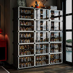 MAGINELS 6-Tier Shoe Rack,Expandable Plastic Shoe Cabinet. Shoe Storage with Door,Entryway, Closets, Hallway, and Bedroom.Accommodates Up to 24 Pairs of Shoes.Grey (3 by 10-(60 Pairs)) - size: 3 by 10 (60 Pairs)