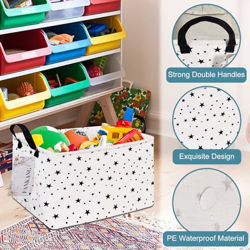 FANKANG Storage Basket,Nursery Hamper Canvas Laundry Basket Foldable with Waterproof PE Coating Storage, Office, Bedroom, Clothes,Toys (Rec-Star) - color: FK-Rec-Star