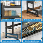 SNSLXH 𝐋𝐚𝐫𝐠𝐞 2-Tier Over The Sink Dish Drying Rack, 33.66"×31.1"×11.81", Large Sink Rack for Kitchen, Saving Kitchen Space, Cover Design Holds Dishes, Bowls, and Cutlery, Kitchen Sink Shelf - size: Standard 2 tiers 3 baskets