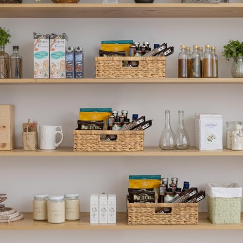 StorageWorks Pantry Baskets, Wicker Storage Baskets for Organizing, Shelves, Pantry Organizers and Storage, Water Hyacinth, 15½"L x 11¾"W x 4 ¾"H - color: Natural (Water Hyacinth), size: 15½"L x 11¾"W x 4 ¾"H