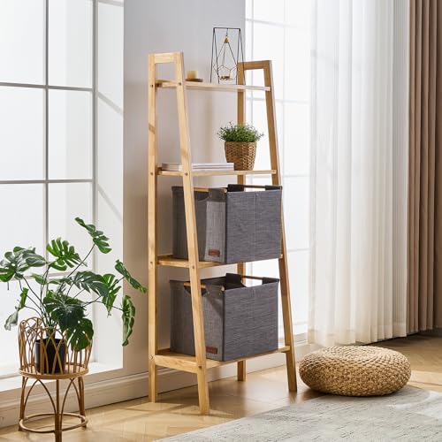 KAKAMAY Collapsible Cube Storage Bins 13x15x13 Inches Dark Grey 2-Pack, Foldable Fabric Organizer Baskets with Wooden Handles for Kallax Shelves, Living Room, Bedroom, Nursery, Closet, Toys, Clothes - color: Dark grey