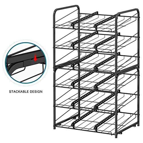BTY Can Organizer for Pantry Stackable 2 Pack, Can Storage Organizer Rack Stacking Can Dispensers Small Space Holds up to 36 Cans for Pantry, Kitchen, Cabinet Black - color: Black