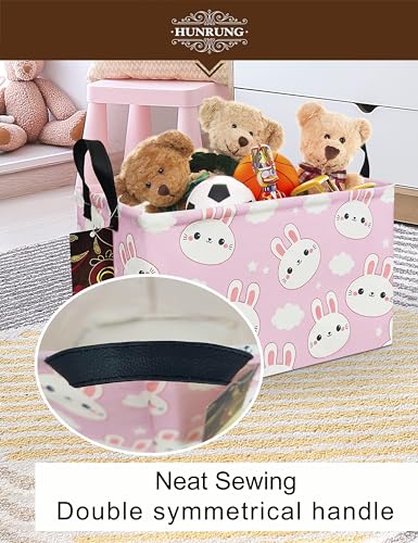 HUNRUNG Rectangle Storage Basket Cute Canvas Organizer Bin for Pet/Children Toys, Books, Clothes Perfect for Rooms/Playroom(REC-Cute Rabbit) - color: HR-REC-Cute Rabbit