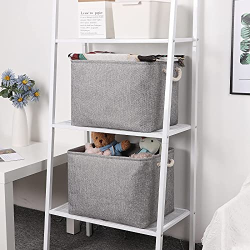 Bidtakay Grey Baskets [2-Pack] Shelf Baskets for Storage 16" X 11.8" X 11.8" Large Fabric Rectangular Decorative Storage Basket Organization Bins for Shelves Closet Home Organization(Grey) - color: Grey, size: 2 Pack-L-16x11.8x11.8 In