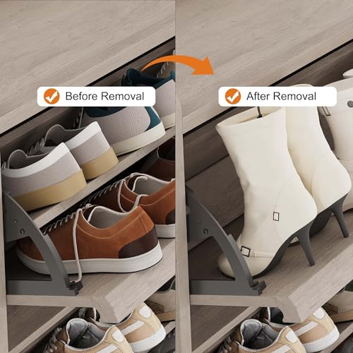 GarveeHome Shoe Cabinet with 6 Flip Drawers, Wooden Shoe Organizer Cabinet with Adjustable Shelf, Shoe Storage for Entryway, Hidden Shoe Cabinet for Hallway, Living Room, Grey - color: Grey, size: 6-Drawers