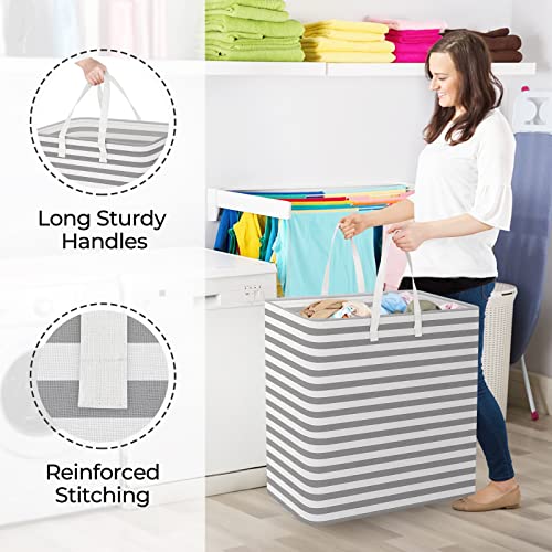 StorageRight Laundry Basket Hamper Large Collapsible Laundry Hamper with Easy Carry Handles，Freestanding Clothes Hampers for Laundry, Bedroom, Dorm, Clothes, Towels, 100L, Grey - color: Grey, size: 100L