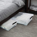 3-Pack Plastic Under Bed Storage Box Container, 40 Quart Clear Stackable Storage Box Wheeled Latching Box - size: 40 Quart