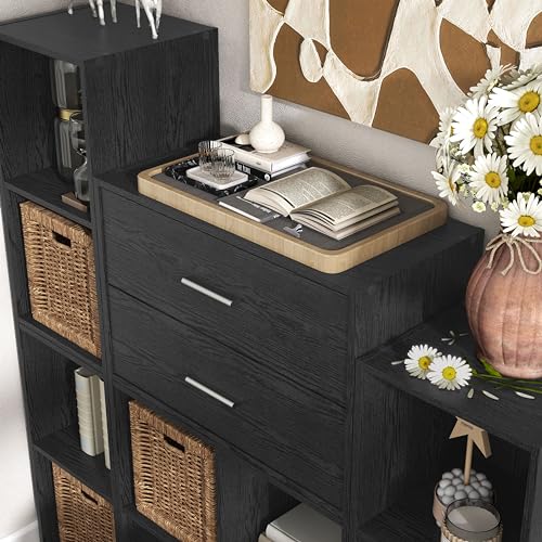 Homes: Inside + Out Apexa 2-Drawer Wooden Stackable Storage Drawers, Small Food Pantry Cabinet, Cajonera De Madera, Underbed Drawer Dorm Teen Room Decor & Bedroom, Home Office, Kitchen, Black - color: Black, size: 2-Drawer