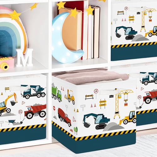 Clastyle Cars Storage Cube Organizer Set Closet Clothes Cube Storage Bin Home Office Box Chest Book Shelf Basket,Construction Vehicle,11.8x11.8x11.8 in - color: Construction Vehicle, size: 11.8x11.8x11.8 in