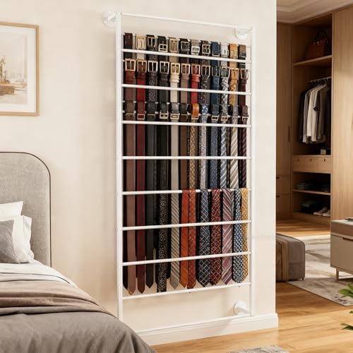 10-Layer Wall Mounted Display Rack, Tie & Scarf Rack Belt Towel Holder Wrapping Paper Ribbon Organizer Scarves Belts Necktie Hijab Stand Metal Shelving for Home, Retail Stores, Flower Shop - color: White, size: L: 23.6 in, H: 47.2 in