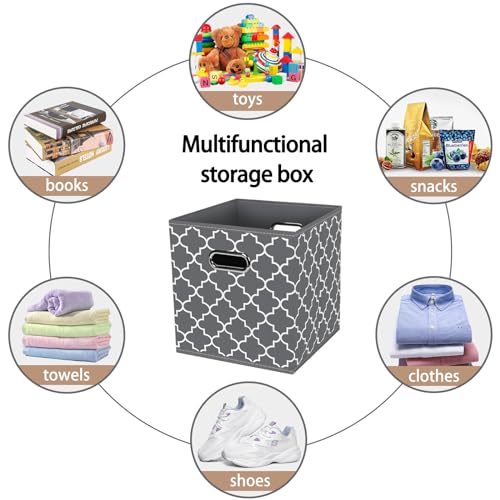 Fabric Cloth Storage Bins,Fabric Cube Organizer with Dual Handles Foldable Cube Storage Baskets for Home Bedroom Storage,Set of 3,(Gray Light) - color: Gray Light, size: 3 Pack