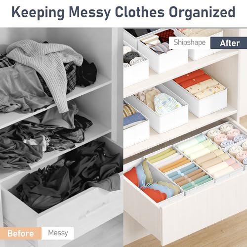DIMJ Drawer Organizer Clothes Storage - 16 Pack Baby Dresser Organizer for Nursery, Foldable Drawer Dividers for Bedroom Closet Organization, Fabric Storage Bins for Socks, Underwears, Bras - color: White