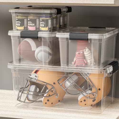 Superio Small Clear Plastic Storage Bin with Lid, 11 Qt, Non-Toxic, BPA Free, Odor Free, Organizer Storage Box, Stackable Plastic Tote for Home, Garage, School, and Office - size: 14.15" x 10" x 6.5"