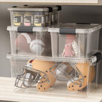 Superio Small Clear Plastic Storage Bin with Lid, 11 Qt, Non-Toxic, BPA Free, Odor Free, Organizer Storage Box, Stackable Plastic Tote for Home, Garage, School, and Office - size: 14.15" x 10" x 6.5"