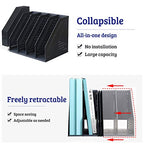 Lemical Magazine Holder 4 Vertical Compartments Collapsible Magazine File Holder Space Saving Rack Home Kitchen Desk Organizer No Need Assemble (Black) - color: black - 4 parts