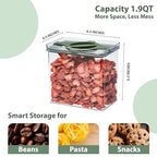 4-Pack Airtight Pantry Containers, 1.9 QT Clear SAN Food Storage Jars with Twist-Lock Lids, Detachable for Easy Cleaning, Stackable for Cereal, Pasta, Rice, Oats & Snacks White - color: White