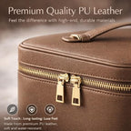 Makeup Bag Vanity Case for Women – Portable Cosmetic Bag Makeup Bag Organizer Travel Toiletry Bag with Removable Divider - color: Khaki
