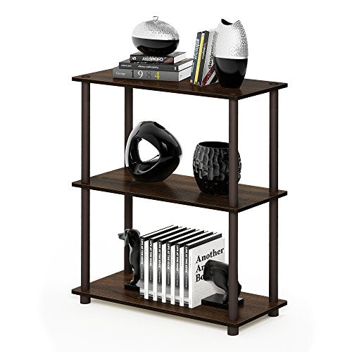 Furinno TURN-N-TUBE Storage Shelves, 3-Tier Book Shelf, Corner Shelf, Toolless Open Shelves, for Organization and Storage, Living Room, Garage, Home Office, Walnut - color: Walnut, size: 3-Tier