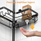 KEGII Corner Shower Caddy Tension Pole - Shower Tension Rod Organizer, Floor to Ceiling Shower Caddy 25-114.2 inch, Towel Rack Corner Waterproof, Black - style: Tension Caddy - Black