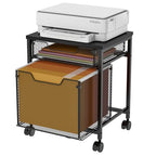 Rolling File Cabinet Cart, Printer Stand with Storage Drawer, Mobile Filing Cabinet on Lockable Wheel, Printer Cart with Hanging File Folder Organizer Beside Under Desk for Office Home(Patent Pending)