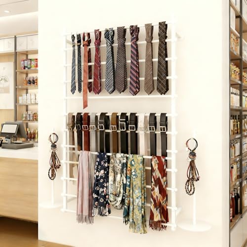 12 Layers 80cm White Wall Display Stand Wrapping Paper Ribbon Organizer Tie Scarf Rack Belt Towel Holder Spool Hijab Stand Metal Shelving for Home, Retail Stores, Flower Shop, Studio, Sewing - color: White, size: L: 31.5 in, H: 47.2 in