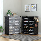 HOMIDEC Shoe Rack Organizer, 6 Tier Storage Cabinet 24 Pair Plastic Shoe Shelves for Closet Hallway Bedroom Entryway - color: Black, style: 2 by 6
