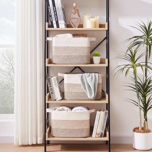 OIASKET Storage Baskets for Organizing, Woven Baskets for Shelves, Rectangle Decorative Organizer for Storage Clothes, Toy, Books, Towels Nursery Bins 3 Pack (Gradient Yellow, 14.17"x9.85"x9.45") - color: Gradient Yellow, size: 14.17"x9.85"x9.45"
