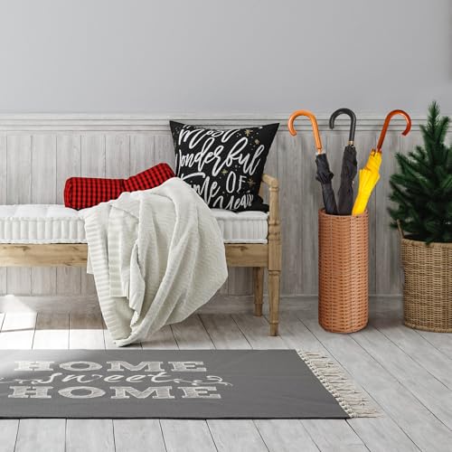 Weysat Woven Umbrella Stand for Entryway Handmade Umbrella Holder Freestanding Cane Stand Natural Color Decorative Umbrella Rack Tall Basket for Laundry Bathroom(Rattan, Cylindrical Style) - style: Cylindrical Style