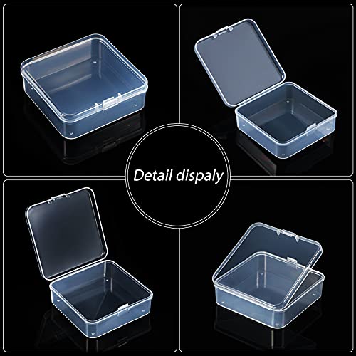 48 Packs Clear Small Plastic Containers Transparent Storage Box with Hinged Lid for Small Items Crafts Jewelry (2.9 x 2.9 x 1 Inches) - size: 2.9 x 2.9 x 1 in