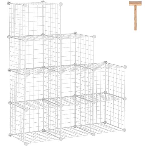 C&AHOME Wire Cube Storage, 9-Cube Organizer Metal, Wire C Grids Storage, Storage Bins Shelf, Modular Bookshelf, Closet Cabinet Ideal for Home, Living Room, Office 36.6”L x 12.4”W x 48.4”H White - color: White, size: 9 Cube