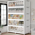 1200QT Extra Large Stackable Storage Bins with Lid, 300Gal Plastic Closet Organizers and Storage Drawer, Collapsible Cabinet Box with Wheels Clear Doors for Home Kitchen Office, 5Pack White - size: 240QT, style: 5Pack
