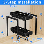 BOIVSHI Pull Out Spice Rack Organizer, 2-Tier Vertical Spice Rack, Height Adjustable for Kitchen Cabinet (5.3''Wx10.8''Dx9.2''H, Metal Black) - size: 5.3''Wx10.8''Dx9.2''H,2 Tier