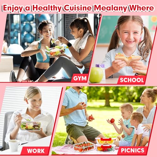 VERONES 5 Pack 36 OZ Glass Meal Prep Containers, Airtight Glass Lunch Containers Set, Glass Food Storage Containers with Lids,Exclusive of BPA, for Microwave, Oven, Freezer & Dishwasher Friendly,Red - color: Red