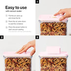 VAKUEN Premium Airtight Food Storage Containers ROSE 8P/SET, 6pcs Container, 1pcs Water Pitcher and Vacuum Sealer. Patented Double Silicone Lining, 100% Leak Proof, BPA-FREE