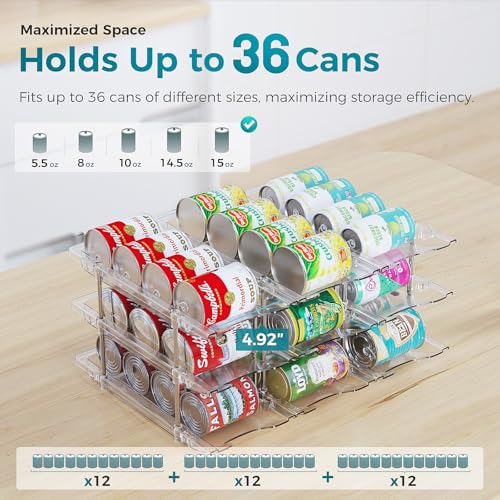 oylik Can Organizer for Pantry, 3 Tiers Can Storage Rack, up to 36 Cans Food Holders for Fridge, Cabinet and Pantry Organization - size: 3 Tiers*3 Rows