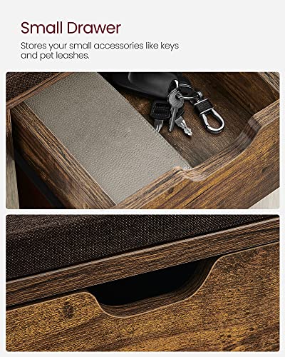 VASAGLE CUSTOS Collection - Storage Bench, Entryway Bench with Cushion, Drawer and Open Compartments, Bench with Storage, Living Room, Bedroom, Closet, Rustic Brown and Chestnut Brown ULHS024T01 - color: Rustic Brown + Chestnut Brown
