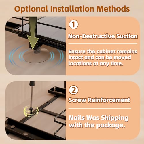 Spice Rack Organizer for Kitchen, Pull Out Spice Racks for Inside Cabinets, 2 Tier Spice Shelf Organization for Cabinet Seasoning, No Drilling Install for Home Kitchen Space Saving, 1 Pack
