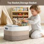 75L Large Woven Storage Basket, Cotton Rope Laundry Hamper with Handles, 22”x17”x12” Rectangle Blanket Basket for Toys, Clothes, Pillows, Nursery and Living Room, Gradient Brown/White - color: Gradient Brown/White