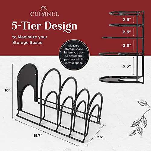 Cuisinel Pots and Pans Organizer - 15" Heavy Duty Skillet Rack - 2 Pack - Kitchen Counter/Cabinet Organization Storage - Holder for Cookie Sheet, Cutting Board, Cast Iron Cookware, Dish, Lid Stand - color: Black, size: 15" - 2-Pack