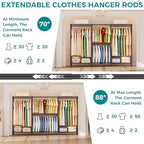 SINGAYE Clothes Rack Portable Closet Coat Wardrobe Heavy Duty Clothing Racks System Organizers and Storage for Hanging Clothes Garment Rack Adjustable with Shelves 15.8" D*(77-88) W*76.5" H Black