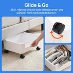 Noamus 3 Pack Under Bed Storage, Underbed Toys Storage Containers with Wheels, Plastic Bedroom Storage Organization, Under Bed Storage Bins Drawer For Clothes Blankets Shoes Books, White