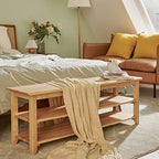 XKZG Storage Bench Wooden Shoe Rack Bench Simple Style Wood Entryway Bench (Natural,47.2") - color: Natural, size: 47.2"W x 11.8"D x 16.5"H