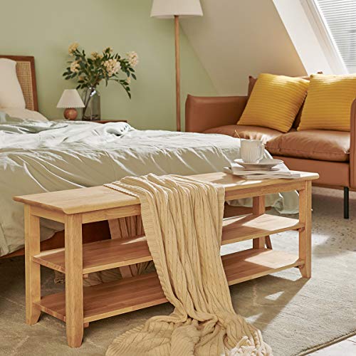 XKZG Storage Bench Wooden Shoe Rack Bench Simple Style Wood Entryway Bench (Natural,47.2") - color: Natural, size: 47.2"W x 11.8"D x 16.5"H