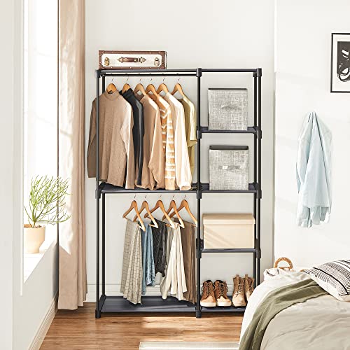 SONGMICS Portable Closet, Freestanding Closet Organizer, Clothes Rack with Shelves, Hanging Rods, Storage Organizer, for Cloakroom, Bedroom, 44.1 x 16.9 x 65 Inches, Gray URYG024G02 - color: Grey