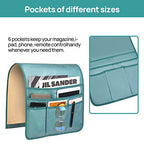 Teniux Remote Control Holder Faux Leather Armrest Organizer with 6 Pockets for recliner couch sofa, Armchair Caddy for Smart Phone, Book, Magazines, Ipad, Remotes (Teal) - color: Teal